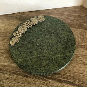 Vtg Marble Cheese Board  Round Trivet